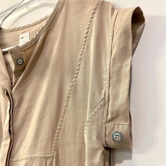 AMS PURE khaki Dolman Sleeve Button Down Dress - Picture 3 of 11